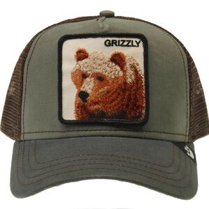 Goorin Bros Olive and Brown Grizzly Patch Trucker Hat